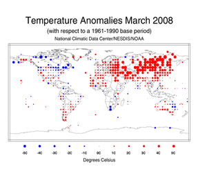 March's Land Surface Temperature Anomalies in degree Celsius