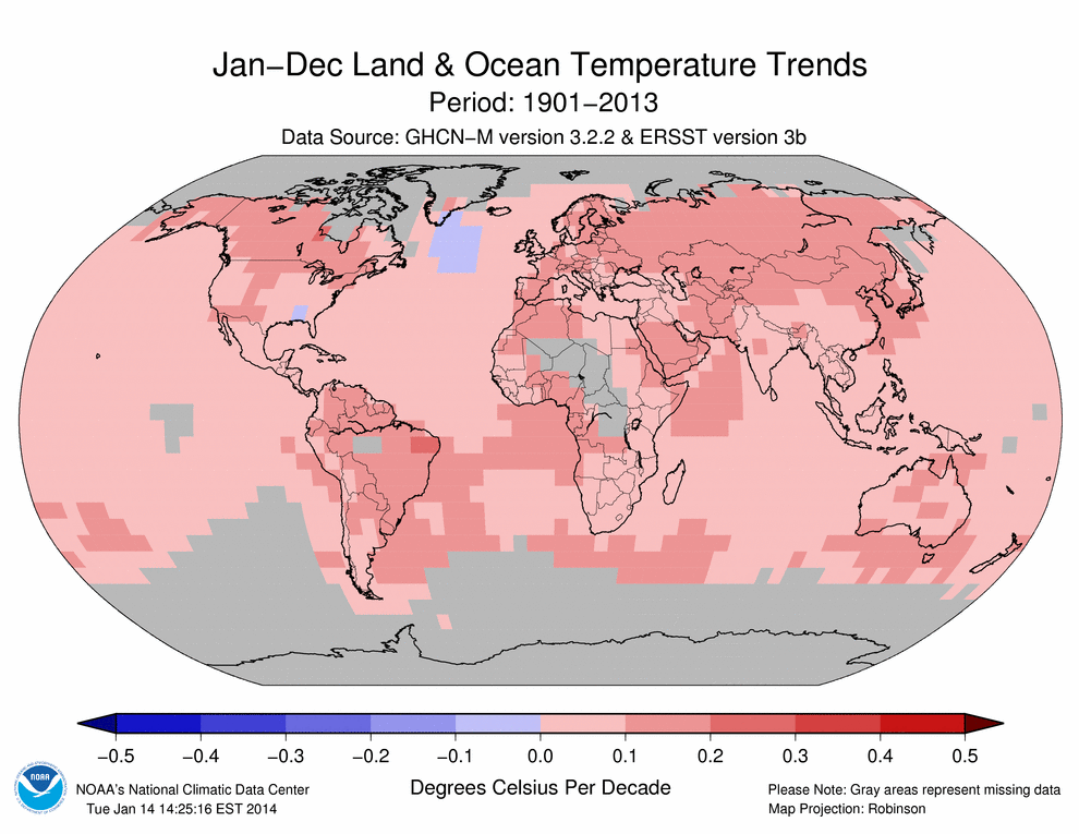 Temperature trends since 1901