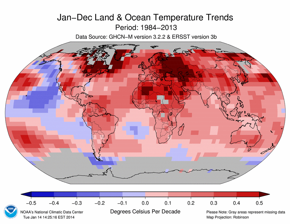 Temperature trends since 1984