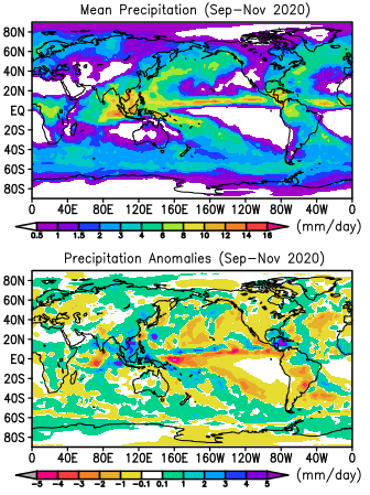 September-November 2020 GPCP precipitation percent anomalies