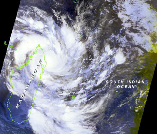 Click here for a satellite image of tropical cyclone Hary along the northeast coast of Madagascar