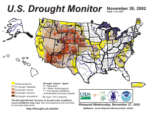 Click Here for the drought depiction on November 5, 2002