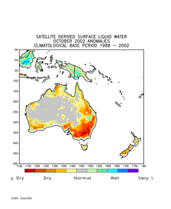 satellite derived surface wetness anomalies across Australia during October, 2002