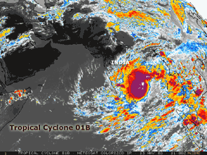 Click Here for an infrared satellite image of Tropical Cyclone 01B on May 13, 2003