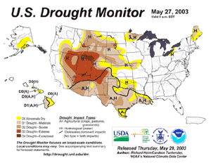 Click Here for the drought depiction on May 6, 2003