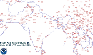 Heatwave affects parts of South Asia during May 2003