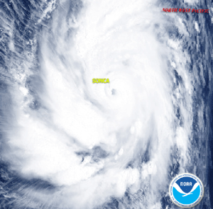 Satellite image of Typhoon Sonca on April 24, 2005