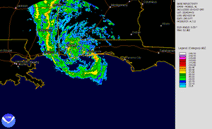 Radar animation of Arlene near the time of landfall on June 11, 2005 