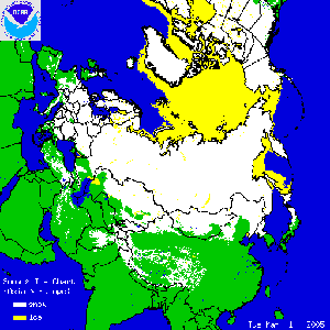 Snow cover across Europe/Asia during March 1-9, 2005