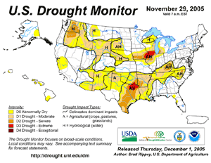 Drought Monitor depiction as of November 29, 2005 Drought Monitor depiction as of November 29, 2005