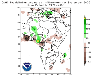 Precipitation anomalies across Africa during September 2005 Precipitation anomalies across Africa during September 2005
