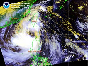 Satellite image of Tropical Storm Damrey on September 22, 2005