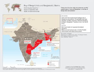 Map depicting flood-affected areas in India and Bangladesh during mid to late September Map depicting flood-affected areas in India and Bangladesh during mid to late September