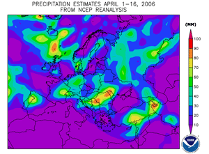 Precipitation departures during April 1-16, 2006 across Europe Precipitation departures during April 1-16, 2006 across Europe