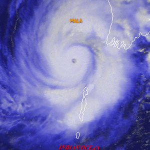 Tropical Cyclone Mala entering the Bay of Bengal on April 28, 2006