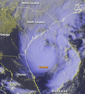 Satellite image depicting Tropical Storm Ernesto off the southeast coast of the U.S. on August 31, 2006 Satellite image depicting Tropical Storm Ernesto off the southeast coast of the U.S. on August 31, 2006