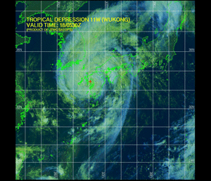 Satellite image of Tropical Depression Wukong on August 18, 2006
