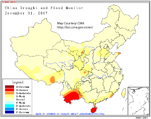 China's Drought Map as of 31 December 2007
