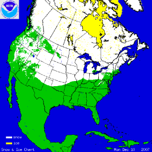 U.S. Snow Cover on December 10, 2007