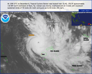 Satellite image of Tropical Cyclone Daman on December 06, 2007