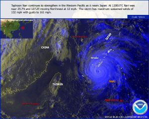Satellite image of Typhoon Nari on September 14, 2007