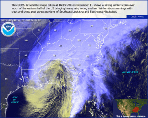 Satellite image of winter storm on 11 December 2008