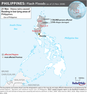 Map of Flooding in the Philippines Islands