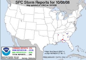 SPC Storm Report for 10 October 2008