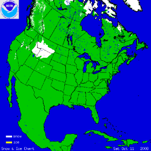 United States Snow Cover on 11 October 2008