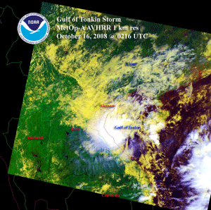 Satellite image of Tropical Storm 22W on 16 October 2008