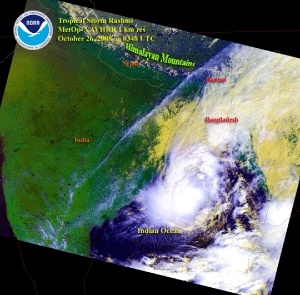 Satellite image of Tropical Storm Rashmi on 26 October 2008