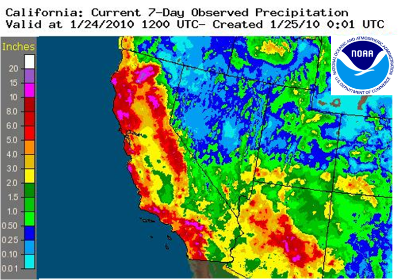 California Weekly rainfall