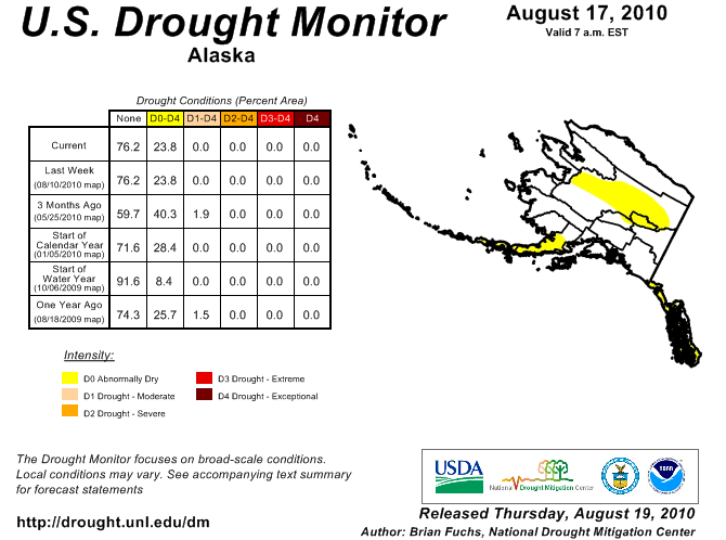U.S. Drought Monitor showing abnormally dry conditions across portions of interior Canada U.S. Drought Monitor showing abnormally dry conditions across portions of interior Canada