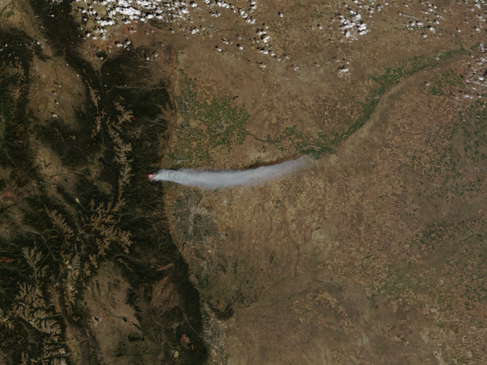Wildfire burns in Fourmile Canyon near Denver, Colorado on 7 September 2010