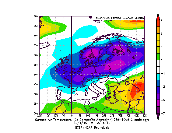 1-16 December 2010 cold weather outbreak over Europe