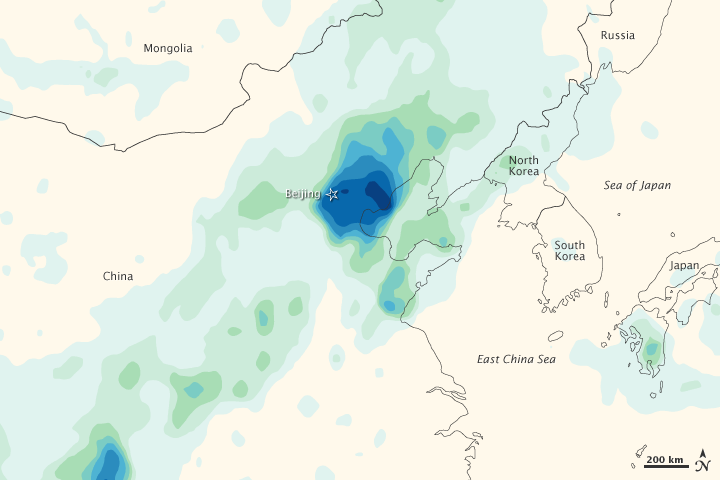 China Rainfall Totals near Beijing for July 21–22, 2012 China Rainfall Totals near Beijing for July 21–22, 2012
