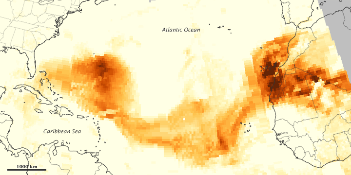 Dust Plume crossing Atlantic Ocean on 21 July, 2012 Dust Plume crossing Atlantic Ocean on 21 July, 2012