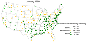 U.S. January 1999 daily temperature variability