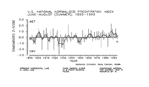 U.S. Summer Precipitation Index, 1895/1999