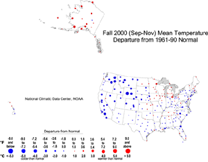 U.S. Autumn Temperature Departures
