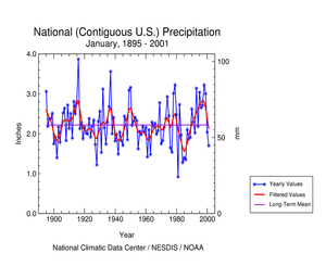 U.S. January Precipitation, 1895-2000