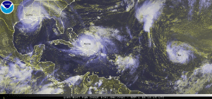 Satellite image of Atlantic Hurricanes on 1 September 2008