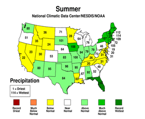 Summer 2008 Precipitation Statewide Rank Map