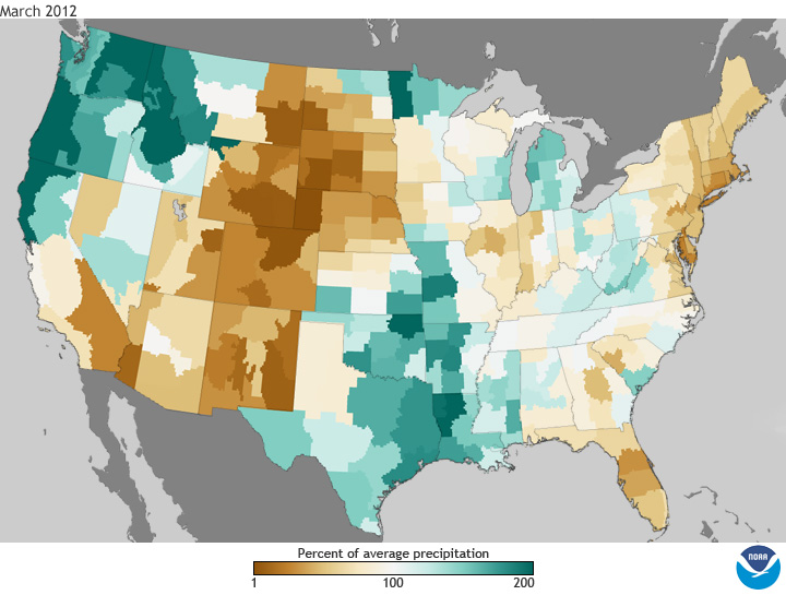 March precipitation departures from 1981-2010 average March precipitation departures from 1981-2010 average