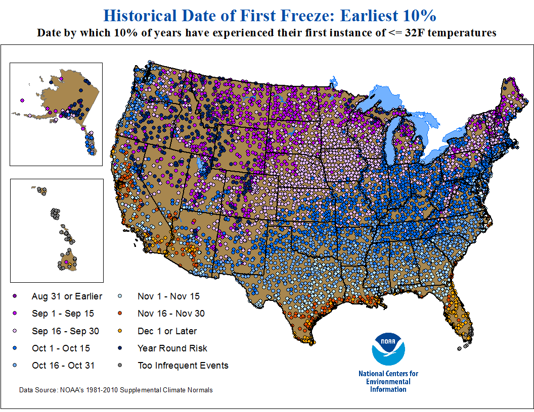 Earliest 10% first freeze