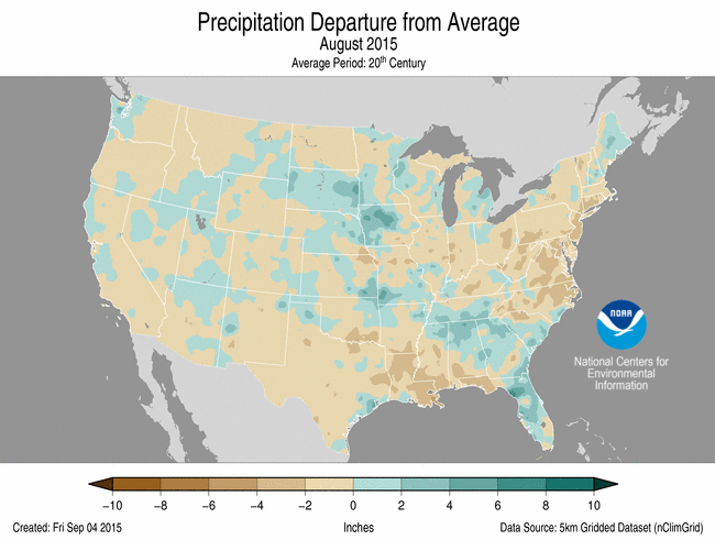 August 2015 Percent of Normal Precipitation