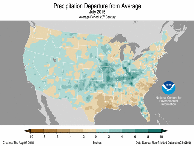 July 2015 Percent of Normal Precipitation