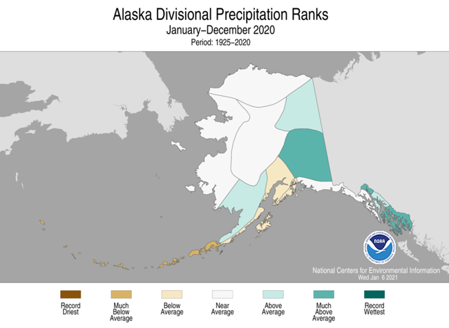 2020 Alaska Precipitation Rank Map