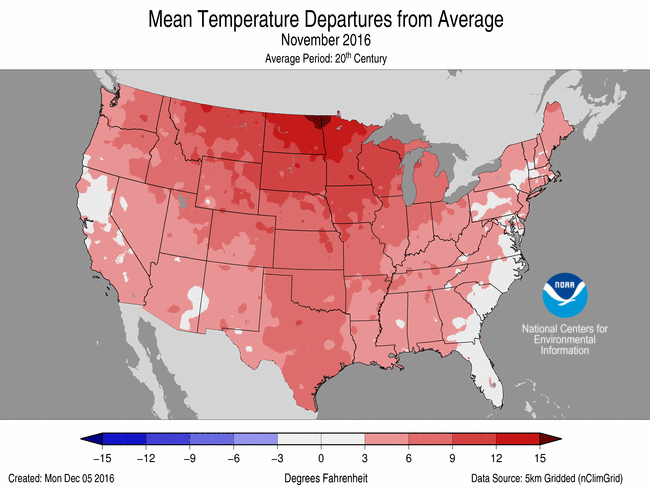 National Climate Report November 2016 State Of The Climate National Centers For Environmental Information Ncei