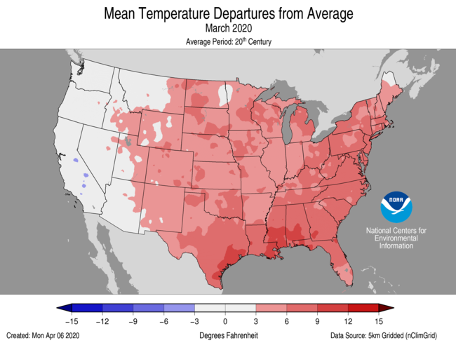 Average Temperature Departures (March)